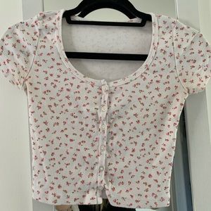 Brandy Melville floral button up top
